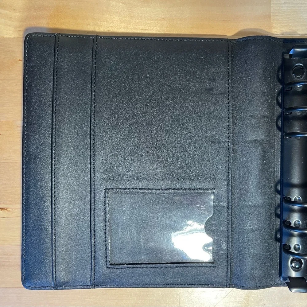 Time Manager Original 6 Rings Trifold personal size black gloss leather